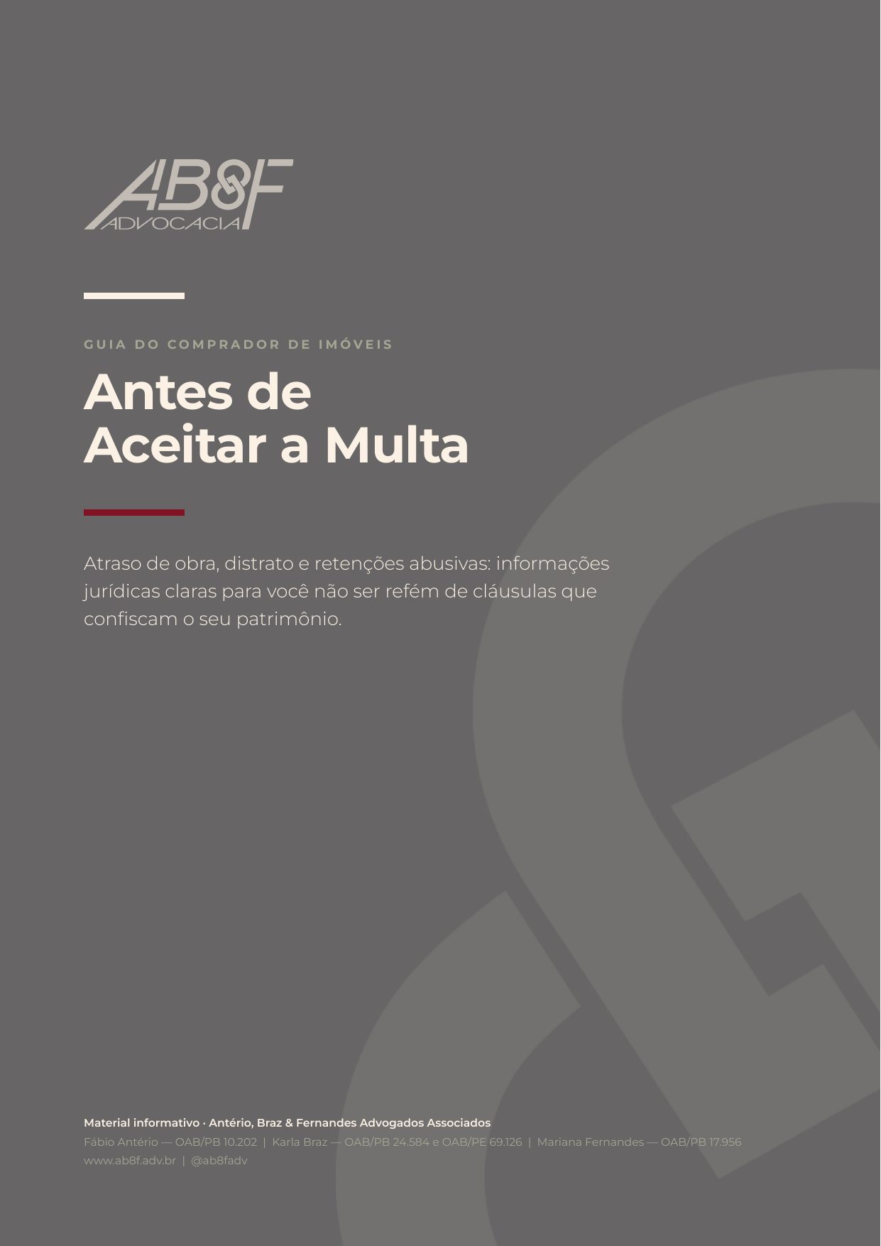 Capa do material Antes de Aceitar a Multa — AB&F Advocacia