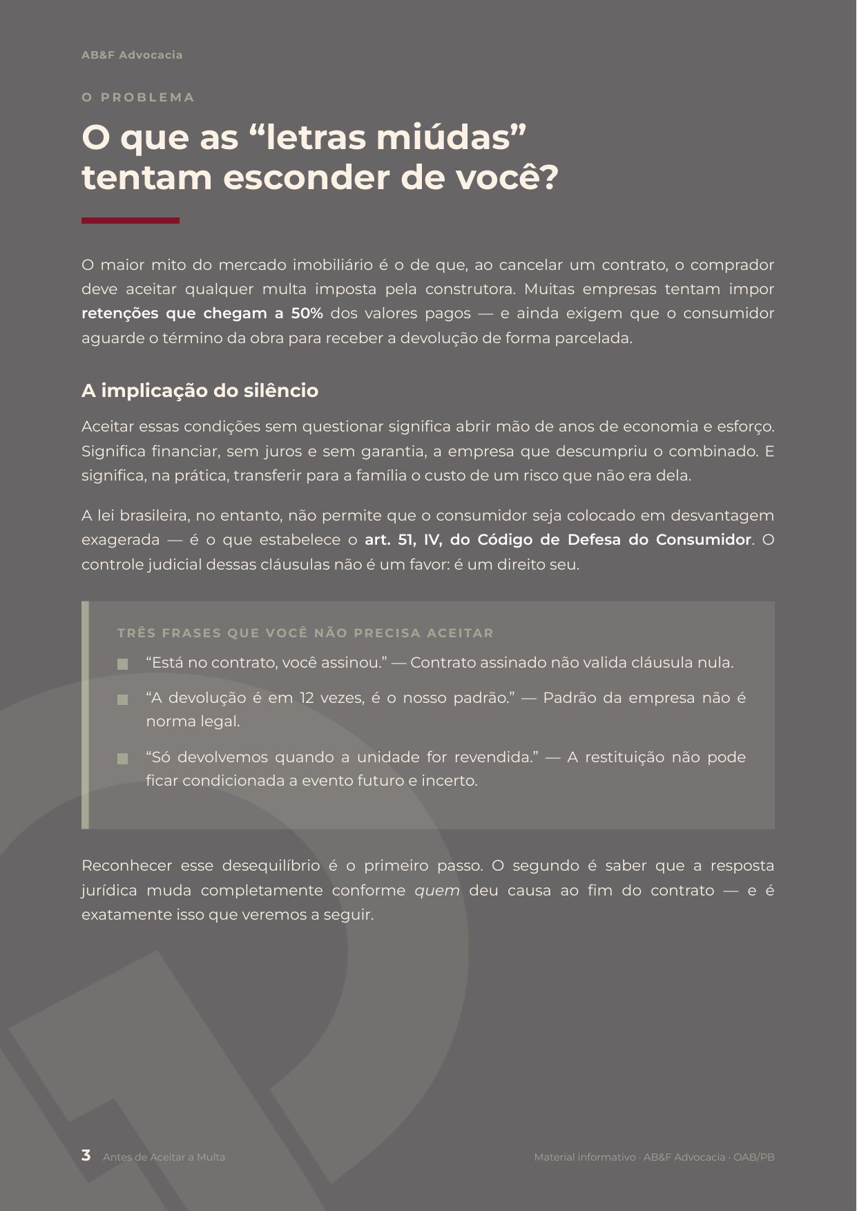 Página do material: o que as letras miúdas escondem