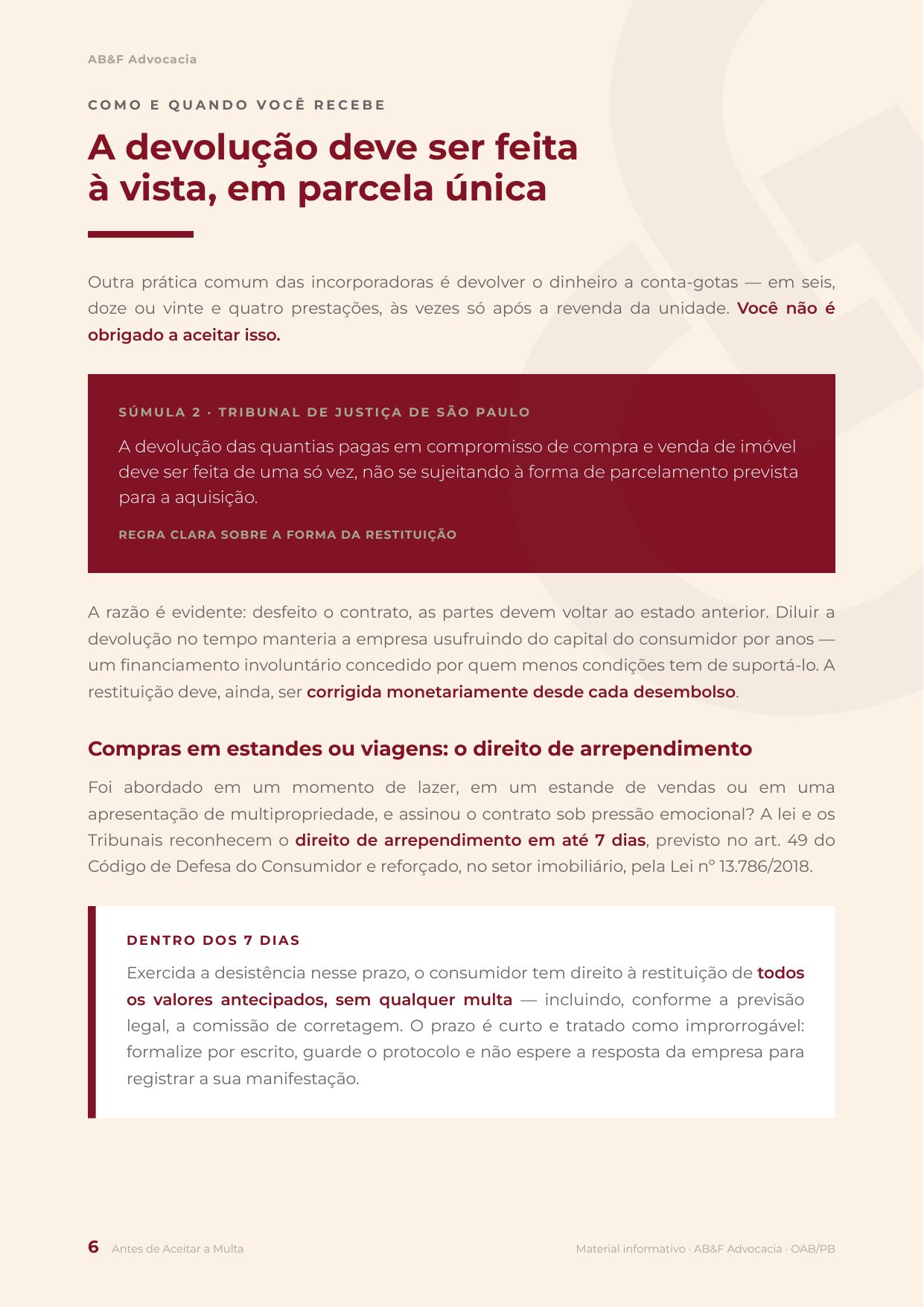 Página do material: como e quando você recebe