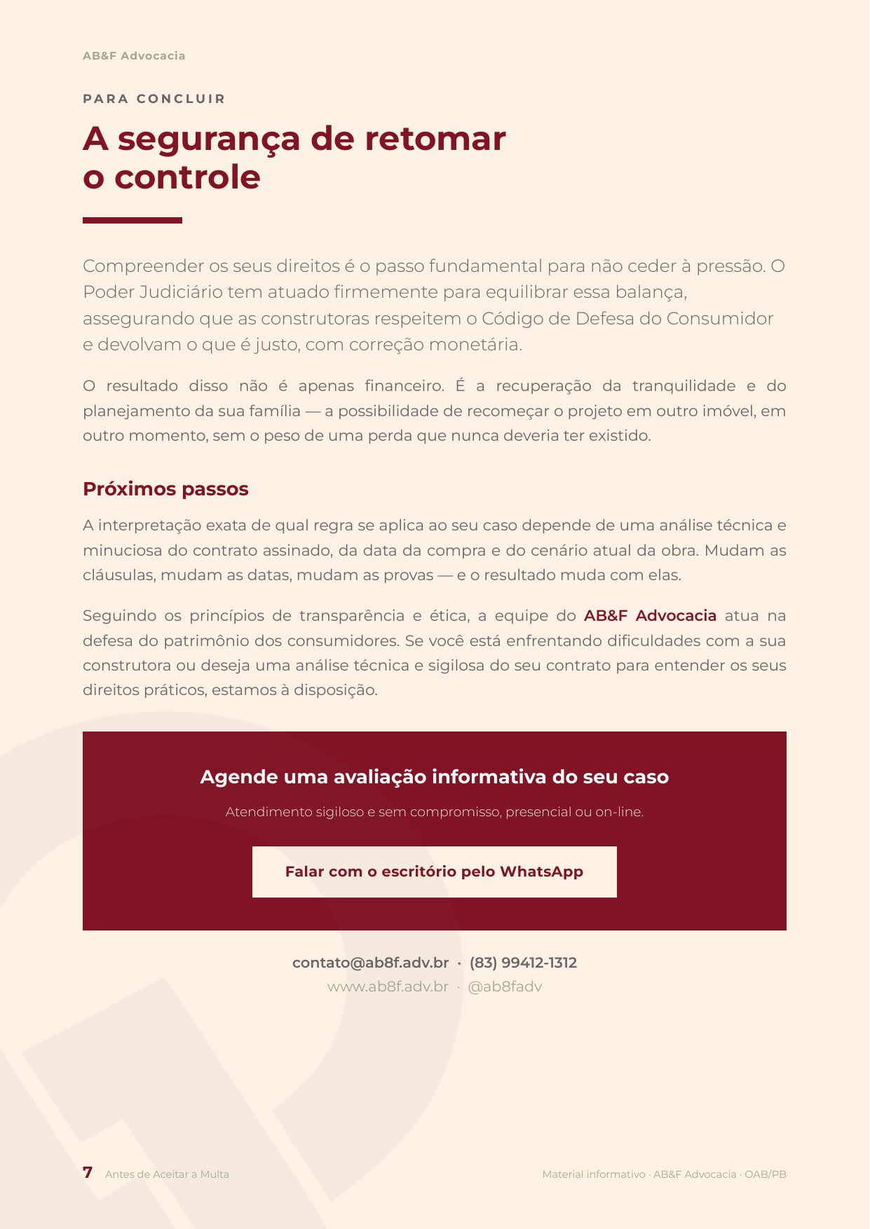 Página do material: a segurança de retomar o controle